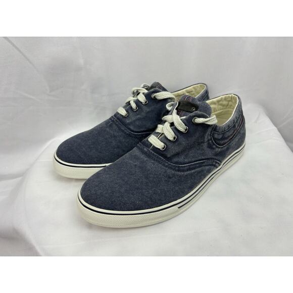 LL Bean Sunwashed Canvas Sneakers • NEW (no box) • Blue and White Women's 9 - Picture 1 of 11